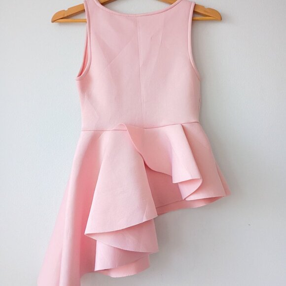 Asymmetrical Peplum Top Light Pink Sleeveless Blouse – Size Small - Picture 3 of 3
